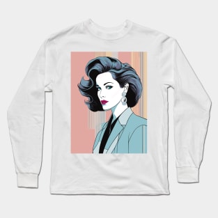 Rose Ville Art Deco Patrick Nagel 80s Long Sleeve T-Shirt